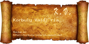 Korbuly Valéria névjegykártya
